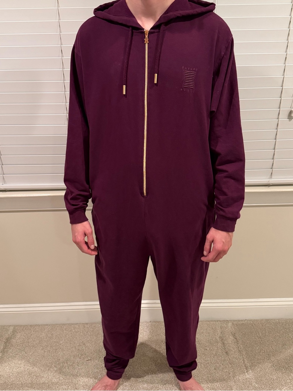 Savage XFenty Plum Hooded Zip Jumpsuit w/zipper Unisex Mens Medium Women’s XL
